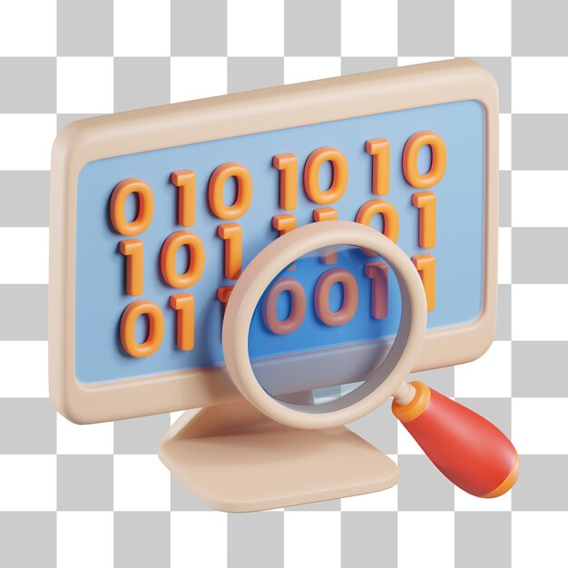 Desktop Binary Search 3D Icon