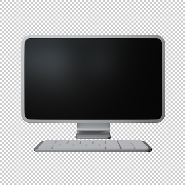 Desktop computer with keyboard 3D icon