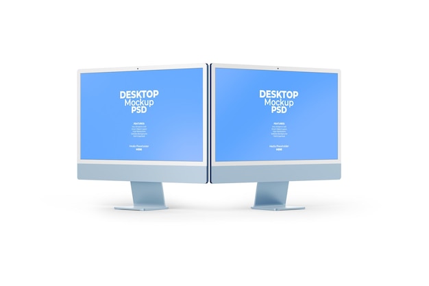 Desktop imac monitor screen mockup template with editable background PSD