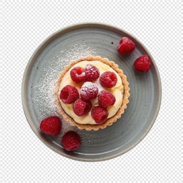 PSD a dessert with raspberries and a cookie on it