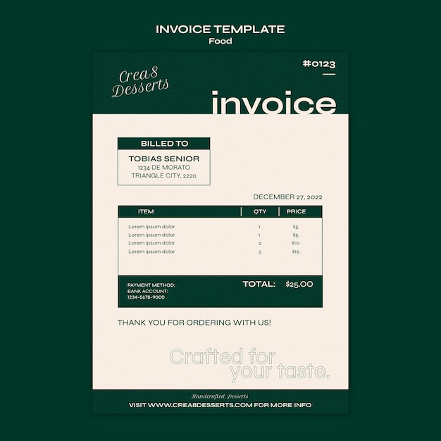 Desserts business invoice template