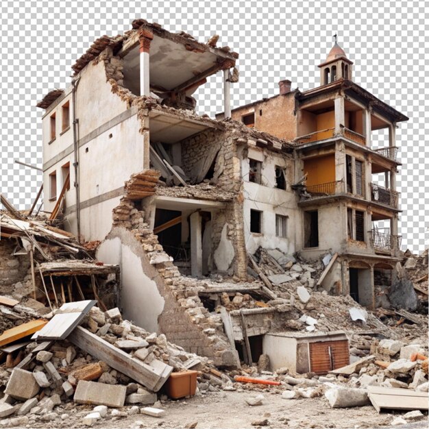 PSD destroyed buildings after earthquake