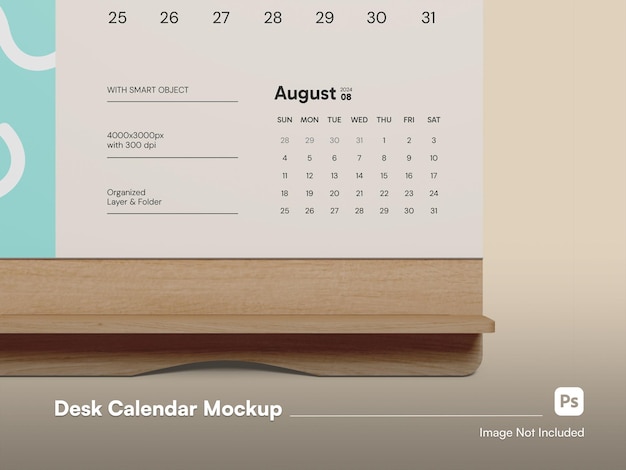 Detail Calendar Desk 3D Isolated Mockup PSD