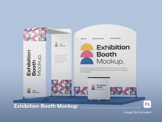 PSD detail exhibition booth event isolated mockup in isometric