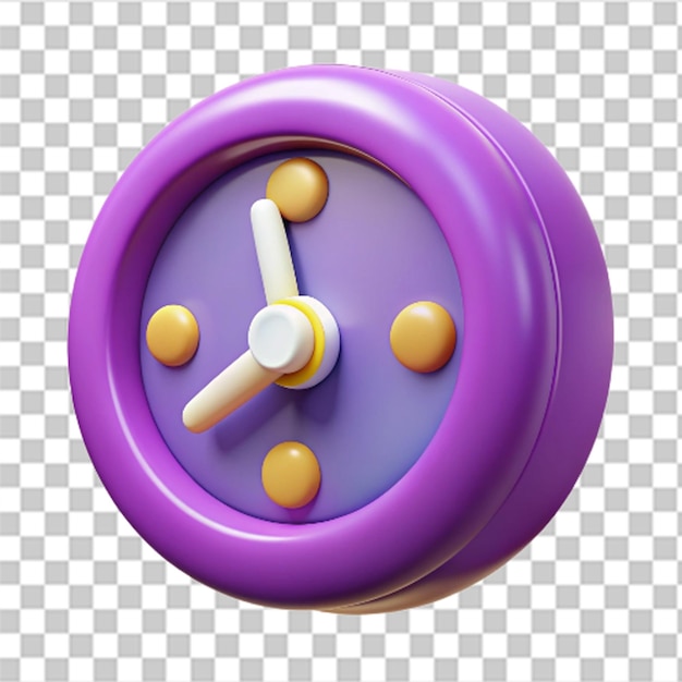 PSD detailed 3d plastic clock icon with glossy finish and vibrant colors