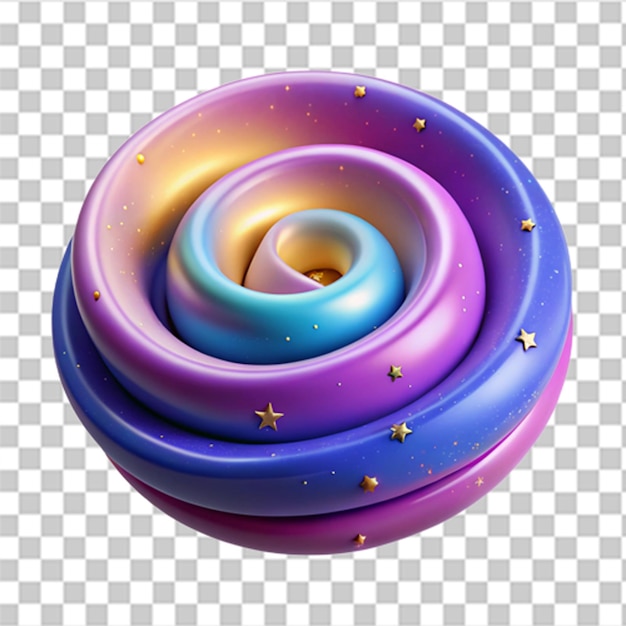 Detailed 3D Plastic Graphic of Colorful Abstract Galaxy with Swirling Stars and Vibrant Colors