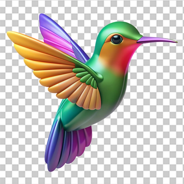 PSD detailed 3d plastic graphic of a colorful vibrant hummingbird with glossy textures