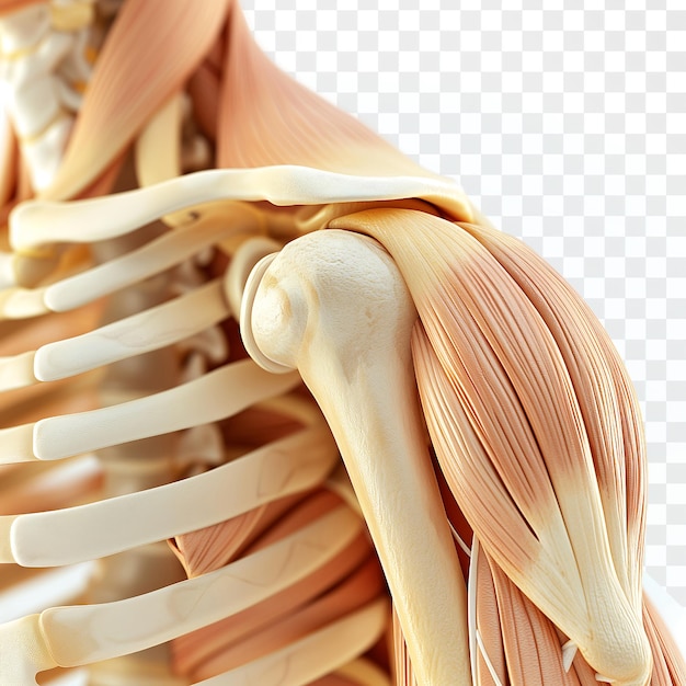 PSD detailed anatomy of human shoulder muscles and bones