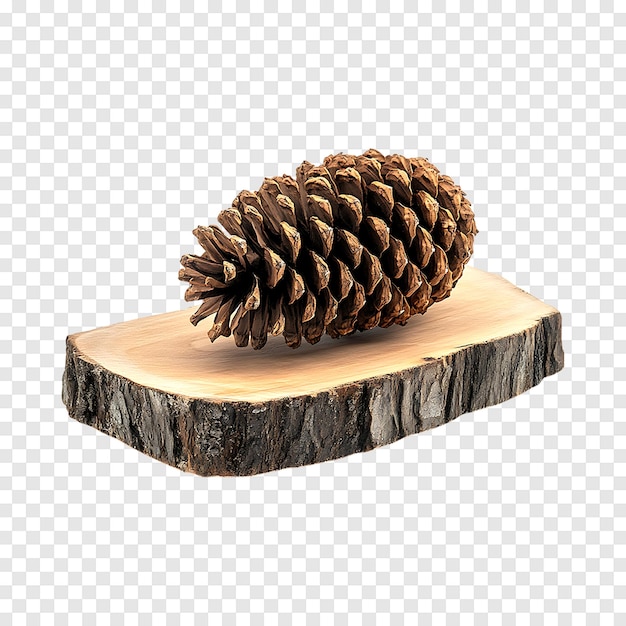 Detailed brown pine cone isolated on a transparent background ideal for professional use