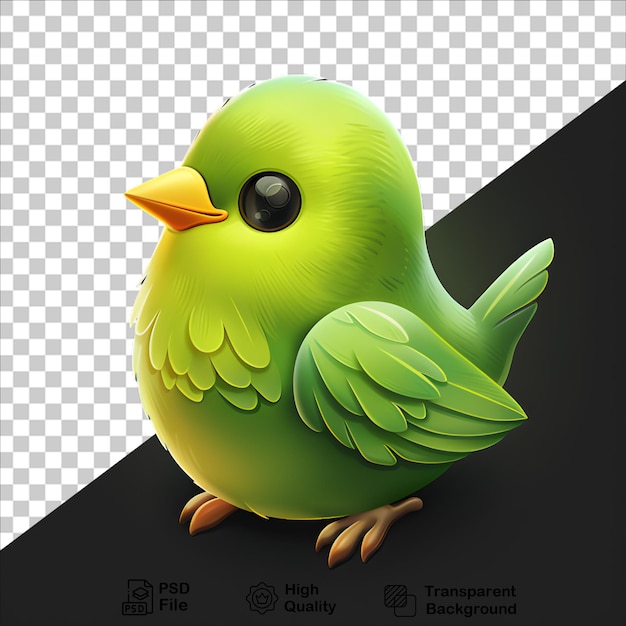 Detailed Drawing of a Green Bird on Transparent Background