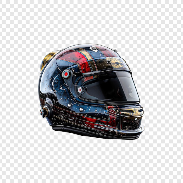 Detailed fullface motorbike helmet isolated on transparent background