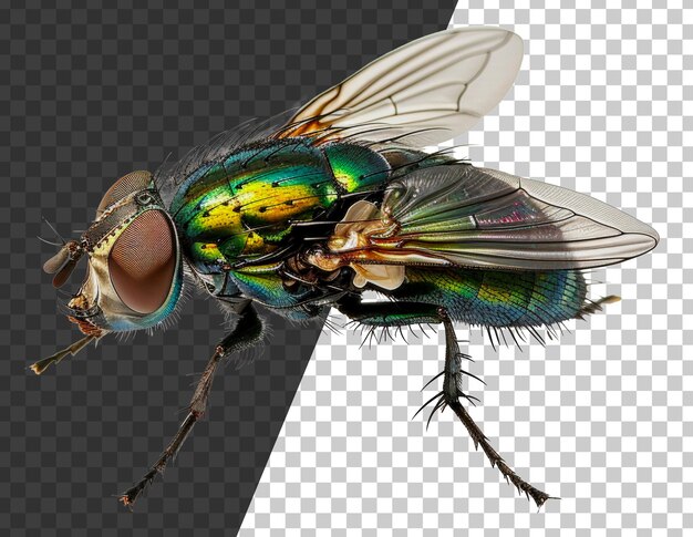 Detailed green bottle fly on transparent background stock png