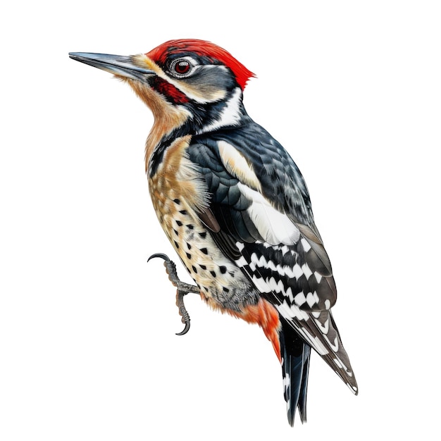 A Detailed Illustration of a RedHeaded Woodpecker