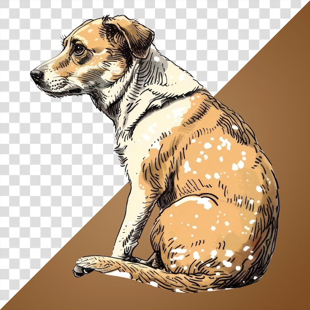 PSD detailed illustration of sitting dog