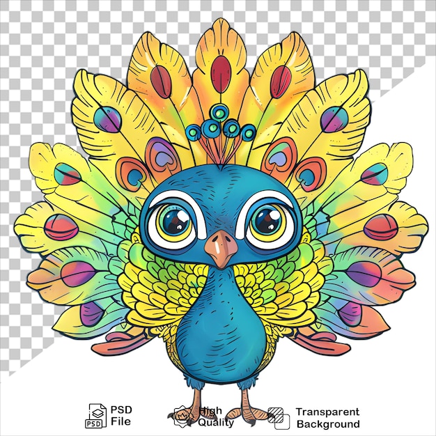 Detailed Peacock Coloring Page with Isolated Background