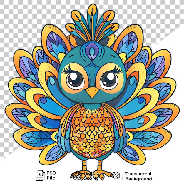 Detailed Peacock Coloring Page with Isolated Background