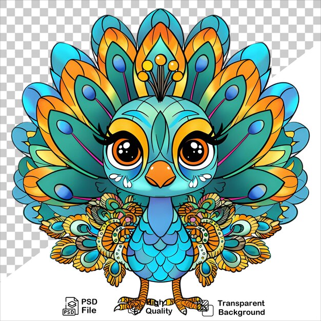 Detailed Peacock Coloring Page with Isolated Background