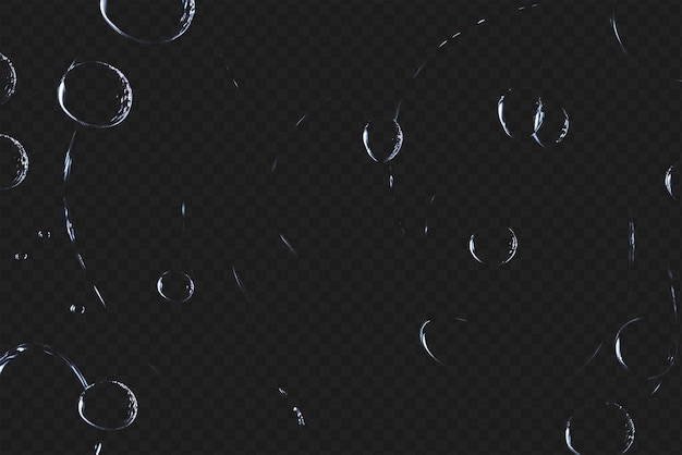 Detailed Raindrops or Bubbles Isolated on Transparent Background