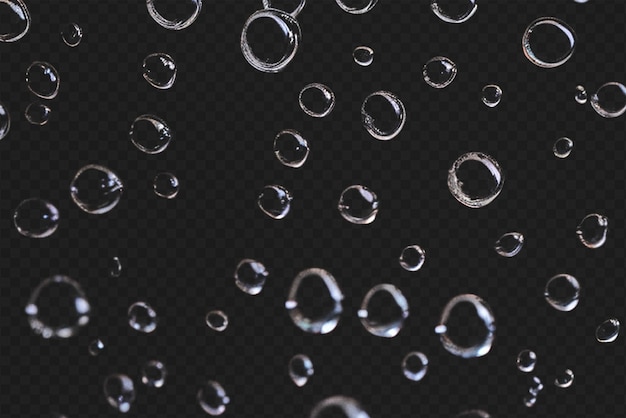 Detailed Raindrops or Bubbles Isolated on Transparent Background