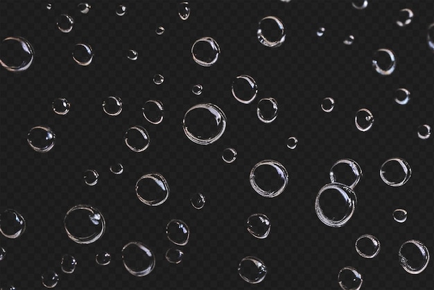 PSD detailed raindrops or bubbles isolated on transparent background