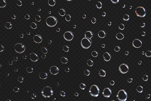 PSD detailed raindrops or bubbles isolated on transparent background