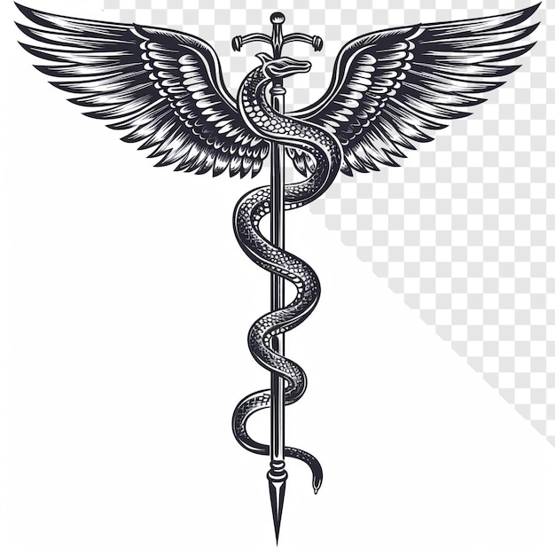 Detailed Rod of Asclepius Illustration Medical Emblem Design