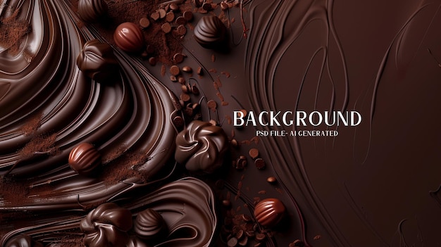 PSD a detailed shot capturing a chocolate arrangement forming an intricate pattern