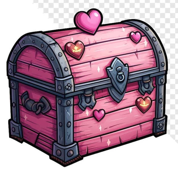 Detailed Valentine Themed Pink Chest MMORPG Clipart