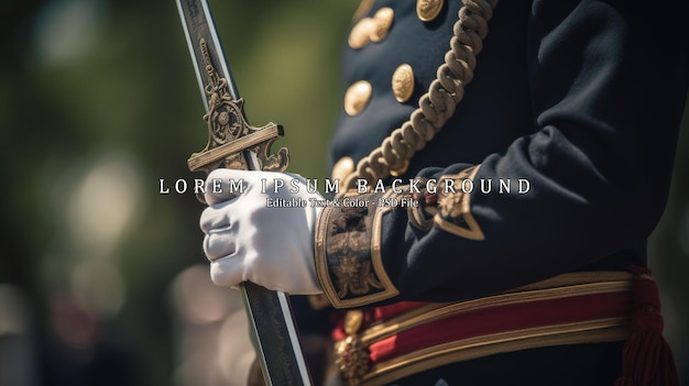 Details with the uniform and weapon with bayonet