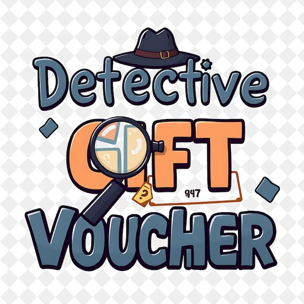 Detective Text Gift Voucher With Magnifying Glasses and Clues Text Is Mysterious and Bold With D