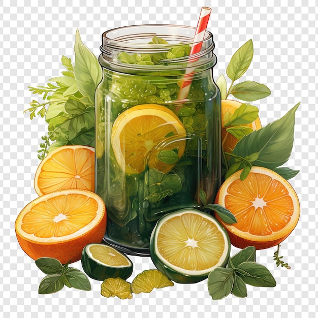 Detox juice isolated style png with White background illustration generative IA