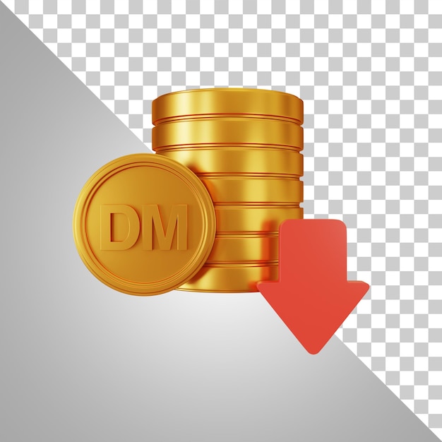 Deutsche Mark Down Price 3d Rendering