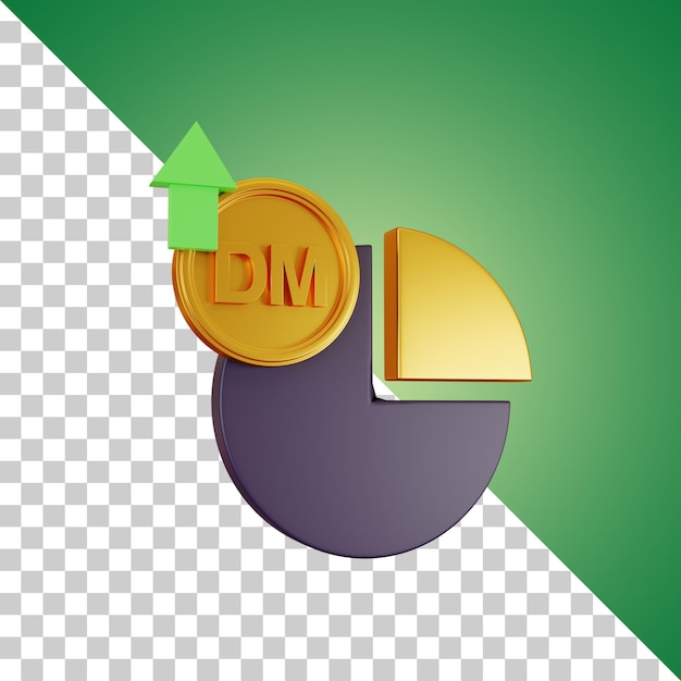 Deutsche Mark Increase Pie Chart 3D Rendering