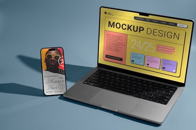 PSD device mockup in studio