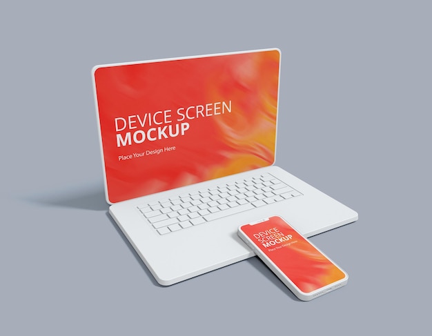 Device Screen Mockup With Laptop Mobile