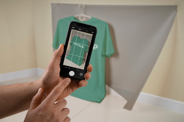 Device taking picture of clotheing mockup