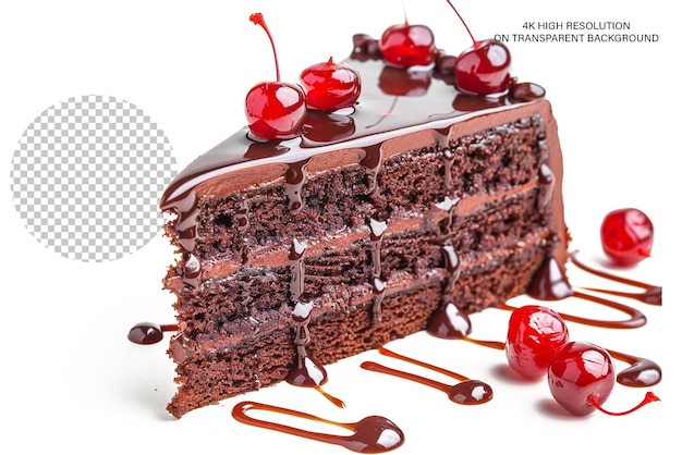 Devils cake with maraschino on transparent background