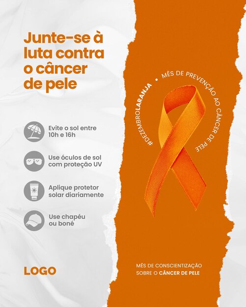 PSD dezembro laranja mes de combate ao cancer de pele december orange month to fight skin cancer