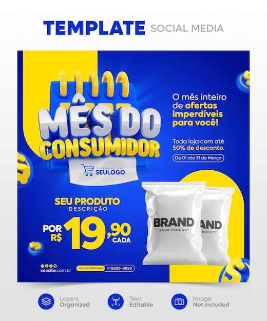 Dia do consumidor brazilian offer social media post tempate