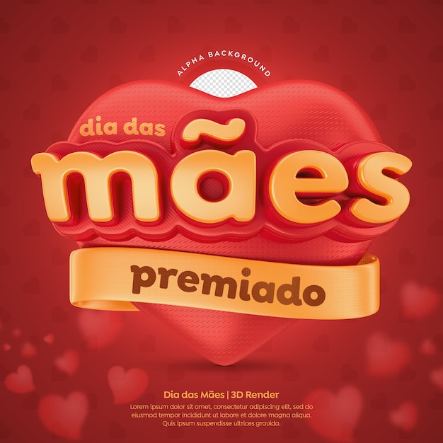 Dia das maes mothers day label 3d render for social media