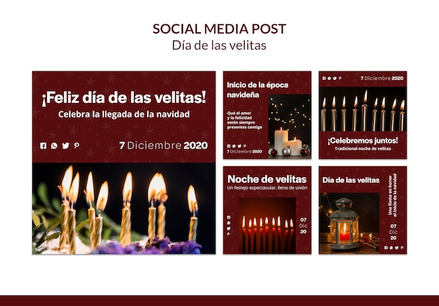 Dia de las velitas social media post template