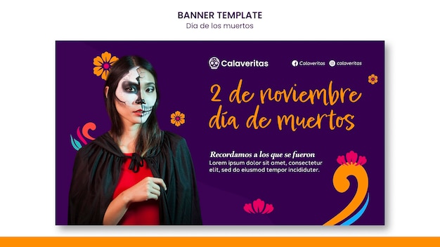 Dia de los muertos banner template