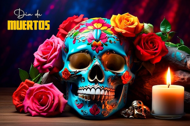 PSD dia de muertos celebration background