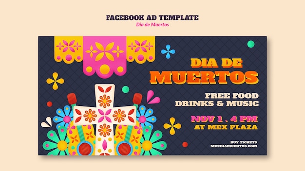 PSD dia de muertos celebration facebook template