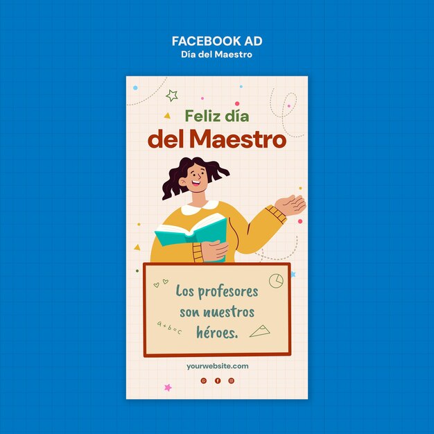 PSD día del maestro celebration facebook template