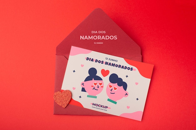 Dia dos namorados envelope mockup design