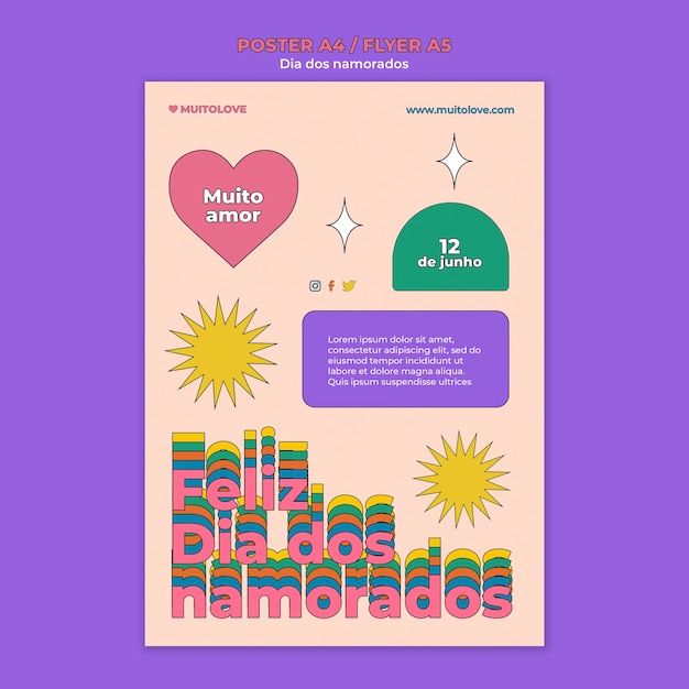 Dia dos namorados event flyer template