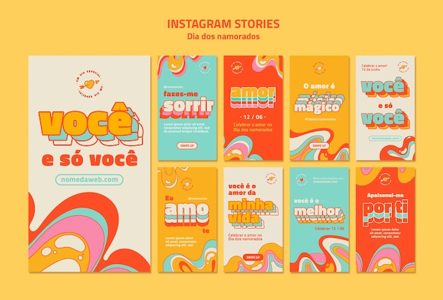 PSD dia dos namorados instagram stories collection