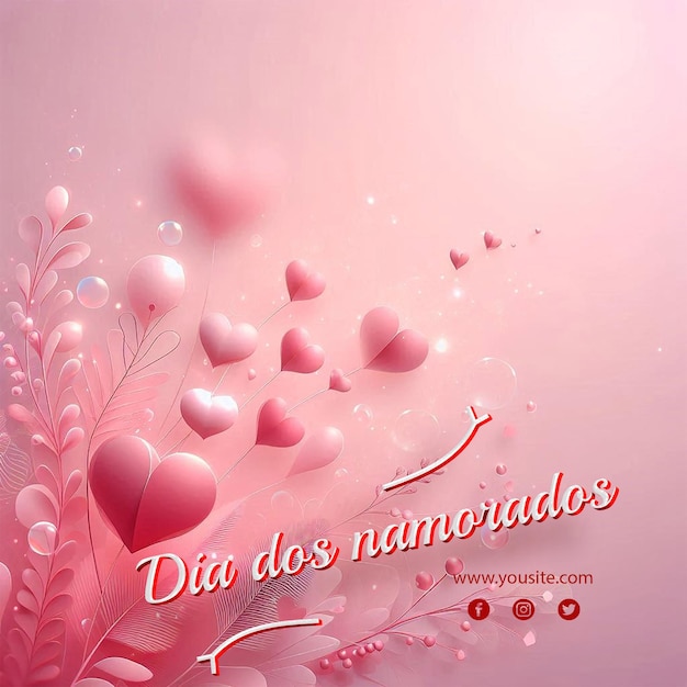 Dia dos Namorados June 12 Brazil Valentine Lover Day post in PSD