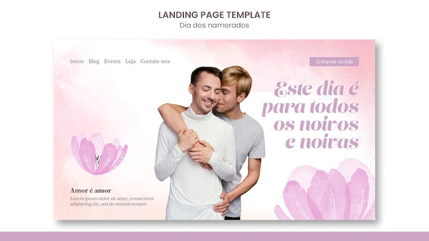 Dia dos namorados landing page design template